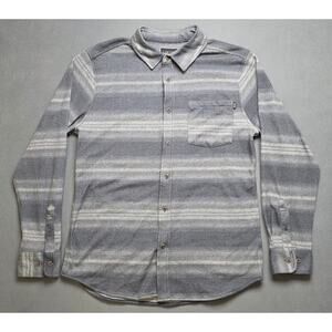 Valor‎ Collective Mens Size Large Gray Soft Flannel Shirt Horizontal Stripes